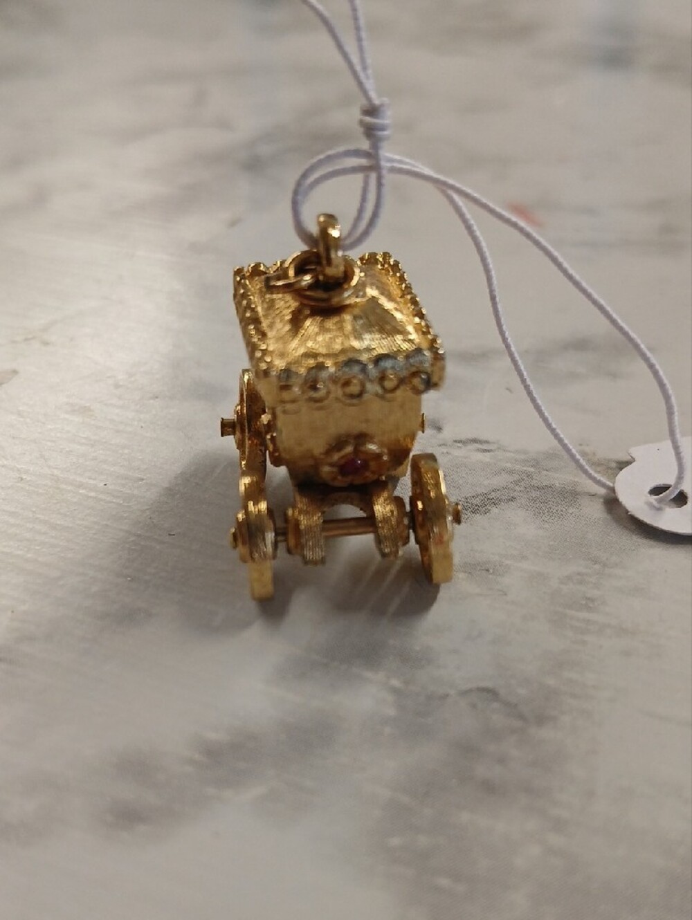 Vintage Monet Gold Carriage Charm Pendant - Picture 2 of 3